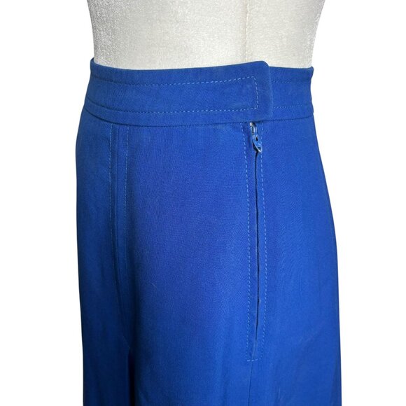 Vintage 70s Stan Herman TWA Blue A Line Wool Skirt Size Small Side Zipper Union - Picture 3 of 8